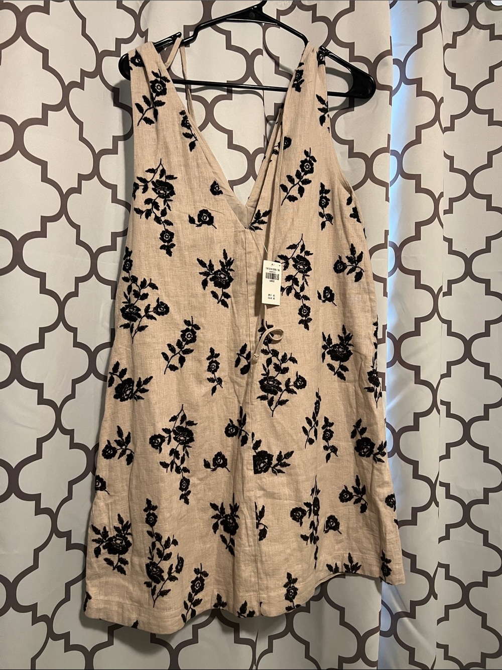 Abercrombie & Fitch Beige Camisole with Black Floral Print